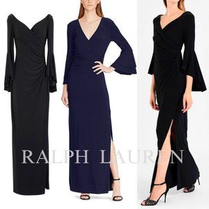 NWT Ralph Laruen long sleeve gown stretch jersey bell sleeve long dress …